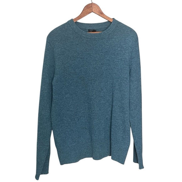 J Crew 100% lambs wool sweater teal blue green mens small crewneck - Picture 1 of 4